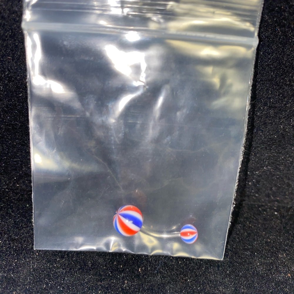 Red White and blue belly ring